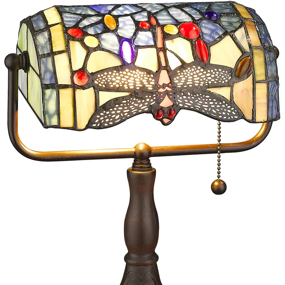 Tiffany Dragonfly Table Lamp 30cm - Multi, Stained Glass