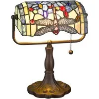Tiffany Dragonfly Table Lamp 30cm - Multi, Stained Glass