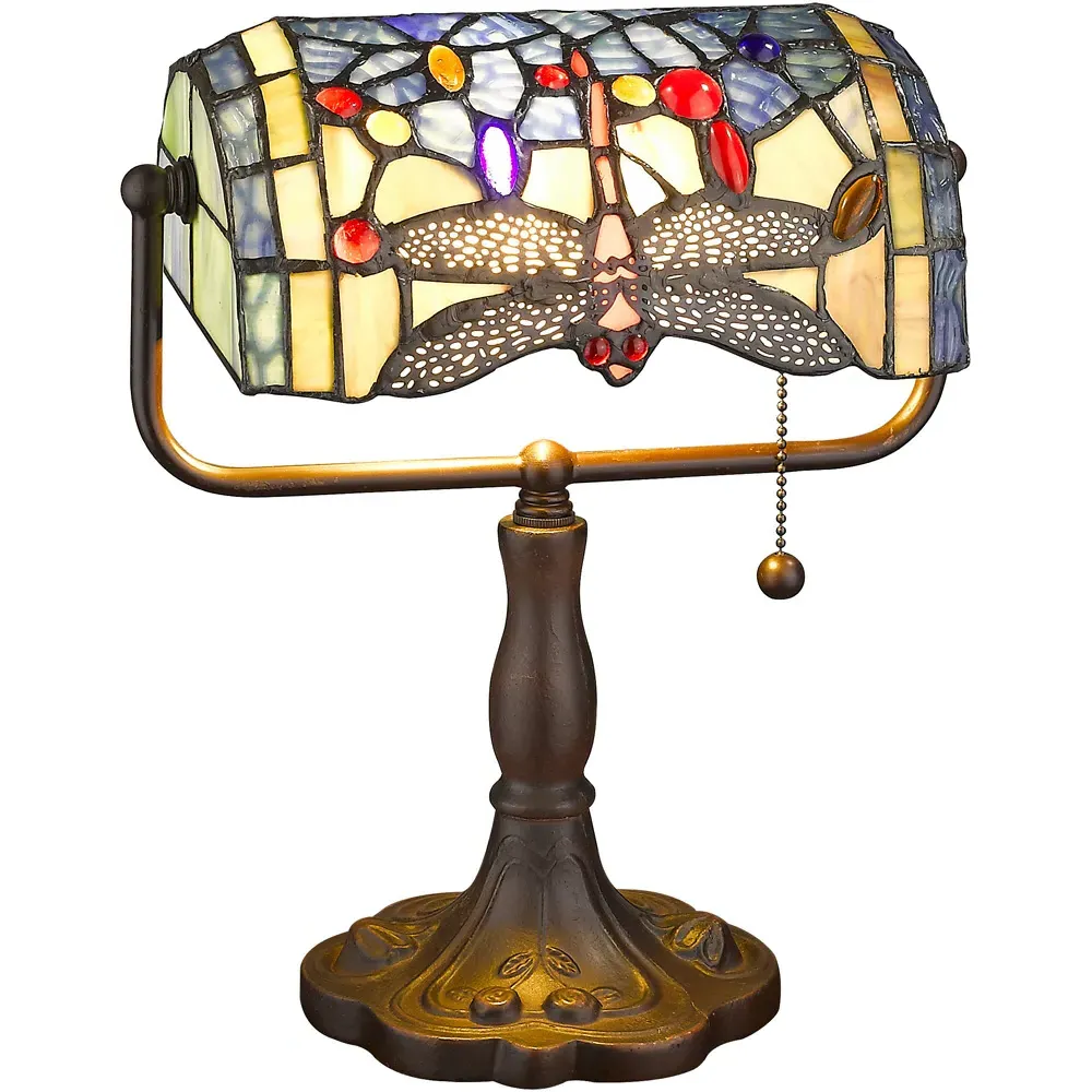 Tiffany Dragonfly Table Lamp 30cm - Multi, Stained Glass