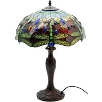 Tiffany Dragonfly Table Lamp 40.6cm - Green, Stained Glass