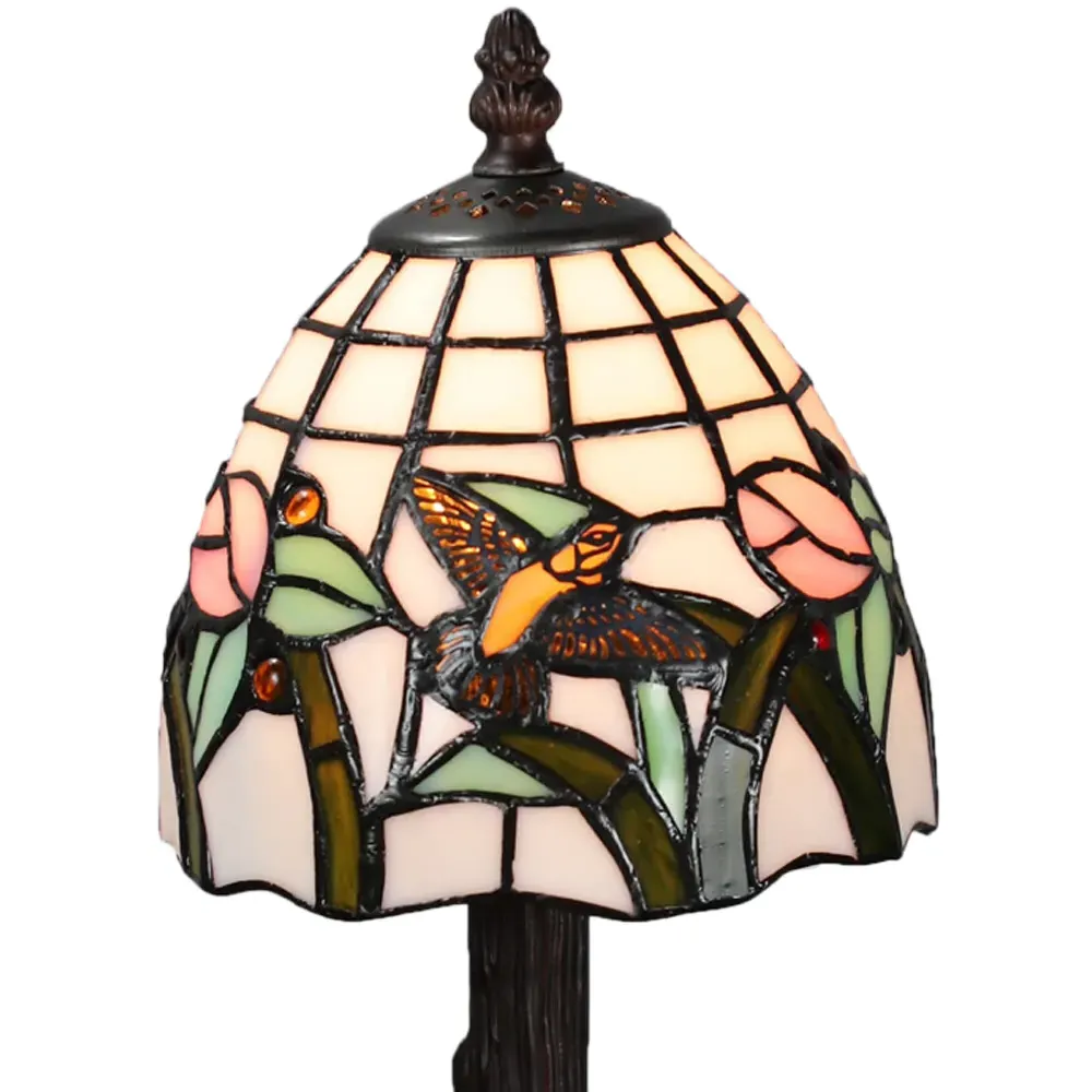 Tiffany Floral Hummingbird Table Lamp - Multi, Stained Glass