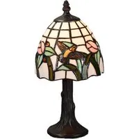 Tiffany Floral Hummingbird Table Lamp - Multi, Stained Glass