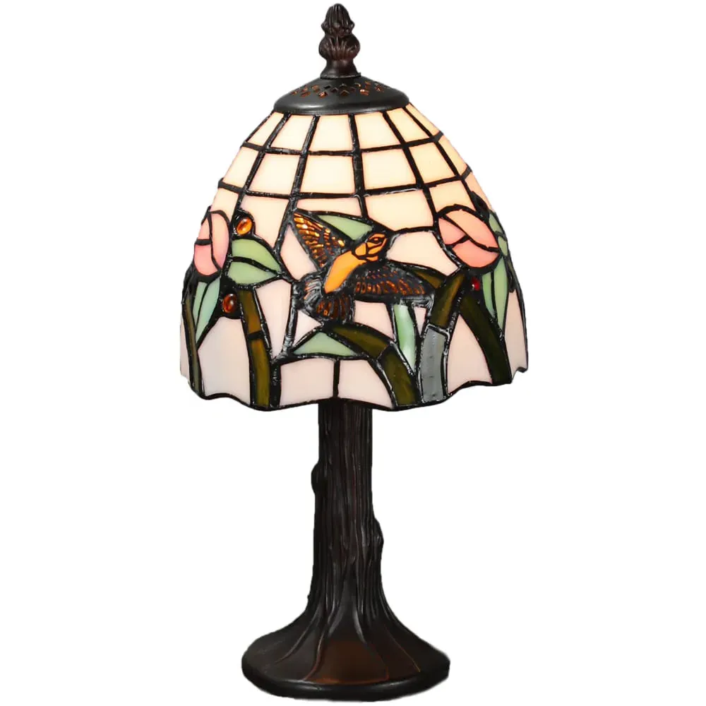 Tiffany Floral Hummingbird Table Lamp - Multi, Stained Glass image