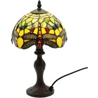 Tiffany Green Shade Dragonfly Table Lamp - Multi