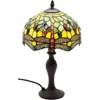 Tiffany Green Shade Dragonfly Table Lamp - Multi
