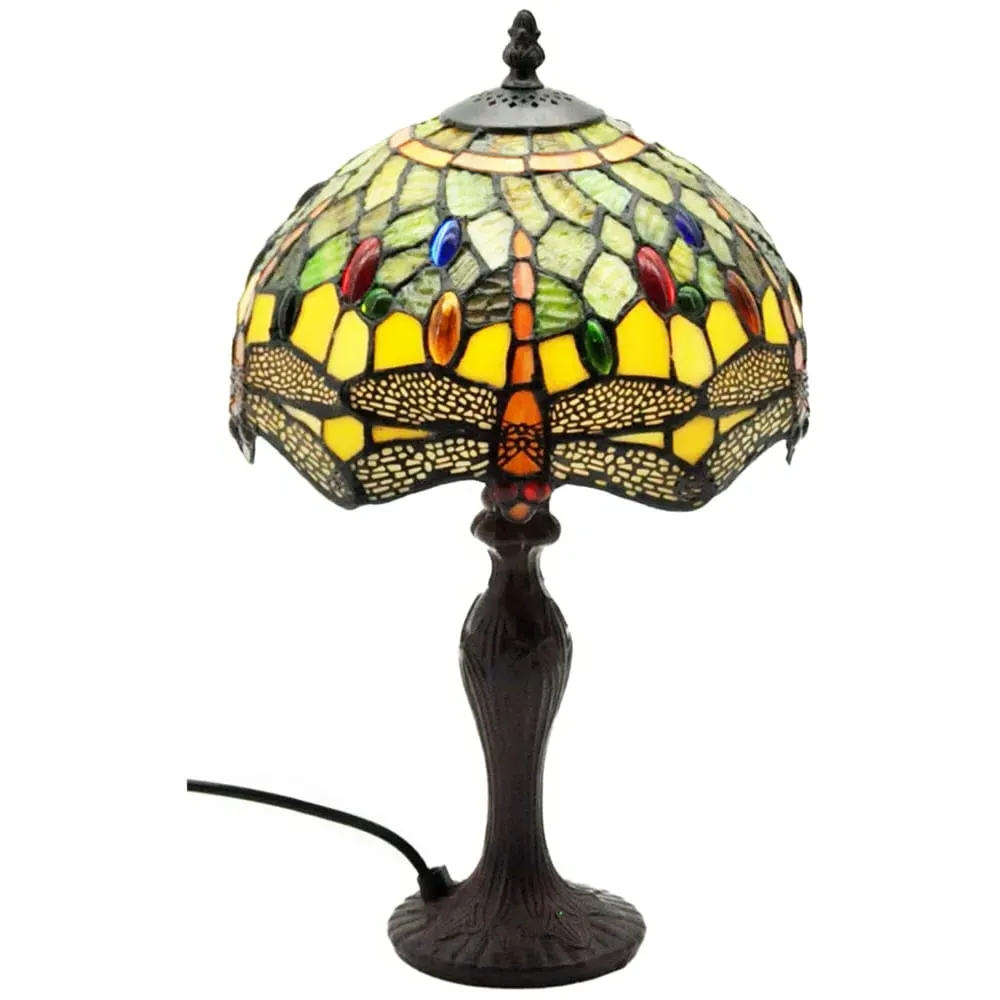Tiffany Green Shade Dragonfly Table Lamp - Multi