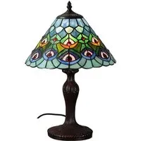 Tiffany Peacock Table Lamp - Multi, Stained Glass