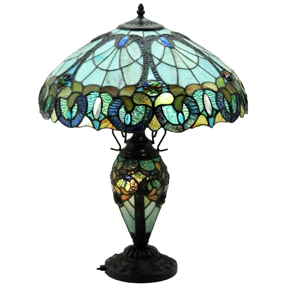 Tiffany Shade Double Table Lamp - Multi