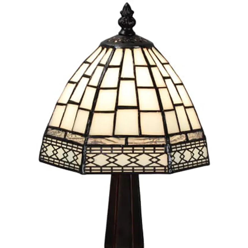 Tiffany Table Lamp - White, Stained Glass
