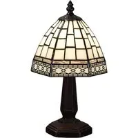 Tiffany Table Lamp - White, Stained Glass