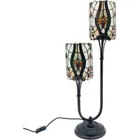 Tiffany Twin Stem Table Lamp - White, Glass