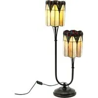 Tiffany Twin Stem Table Lamp - Yellow, Stained Glass