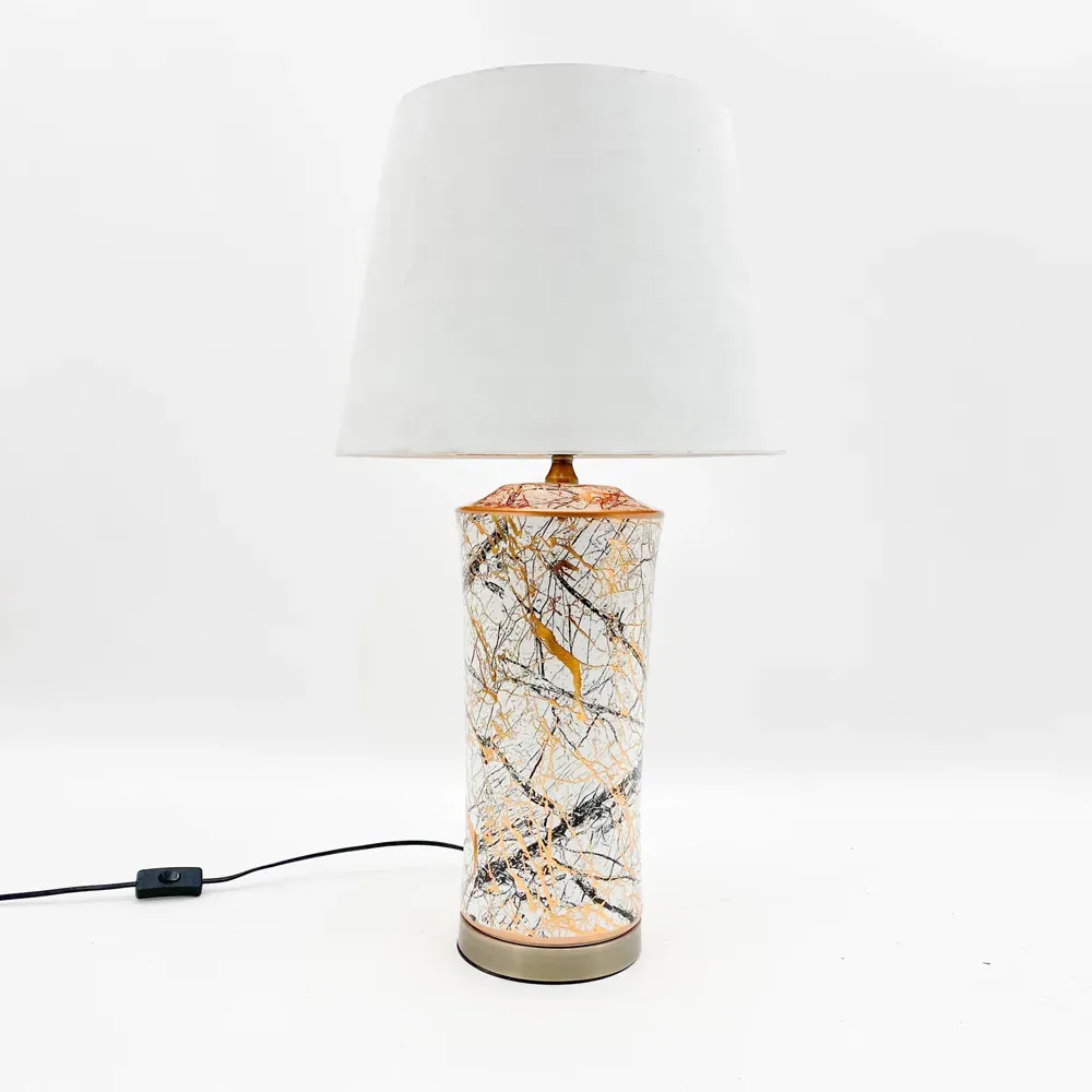 White Ceramic Table Lamp with Shade - White, Ceramic