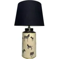 Zebra Pattern Ceramic Table Lamp with Shade - Multi