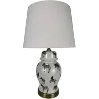 Zebra Pattern Ceramic Table Lamp with Shade - Multi