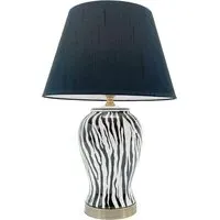 Zebra Pattern Table Lamp with Shade - Multi, Ceramic