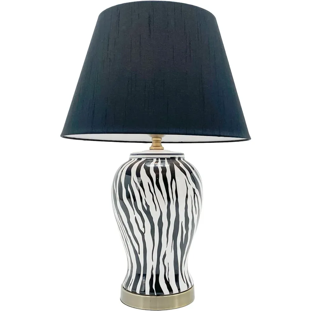 Zebra Pattern Table Lamp with Shade - Multi, Ceramic image