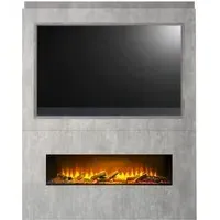 Nexus Pre-Built Media Wall with TV Recess - Grey, Concrete Effect