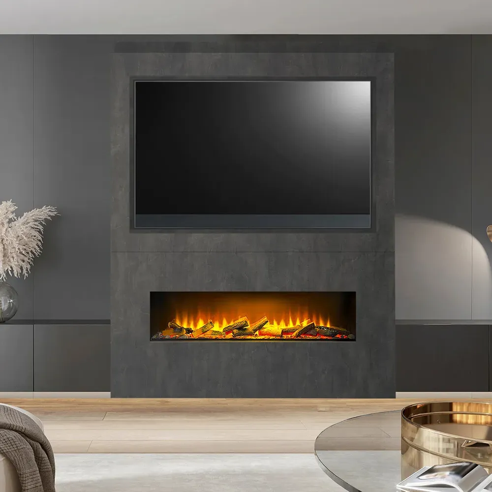 Nexus Pre-Built Media Wall with TV Recess - Grey, Slate