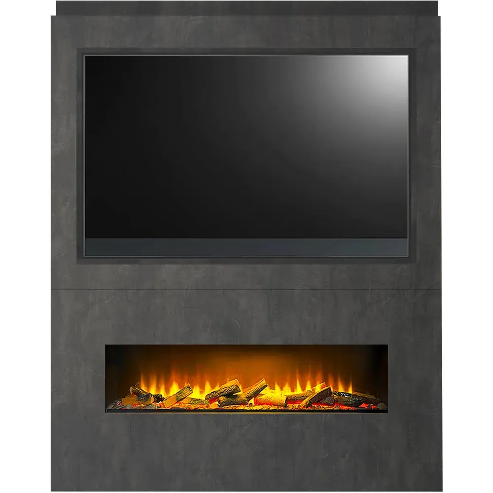 Nexus Pre-Built Media Wall with TV Recess - Grey, Slate image