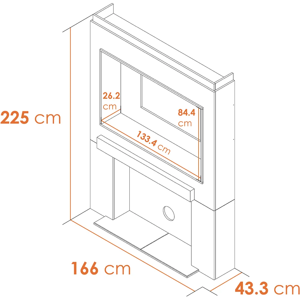 Pre-Built Stove Media Wall with TV Recess and Hudson Stove - Black