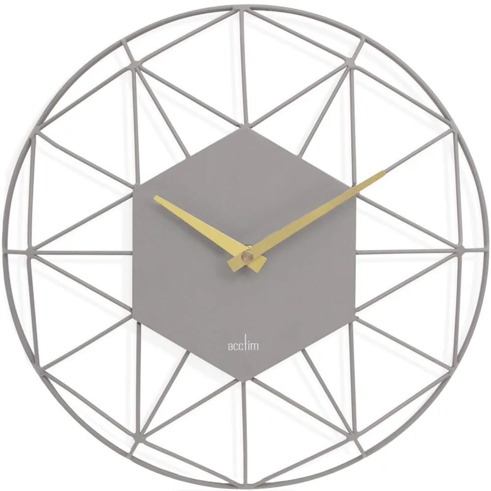 Alva Owl Wire Wall Clock - Grey, Metal