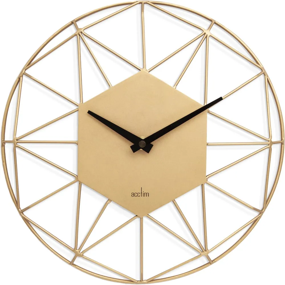 Alva Wire Wall Clock - Gold, Metal
