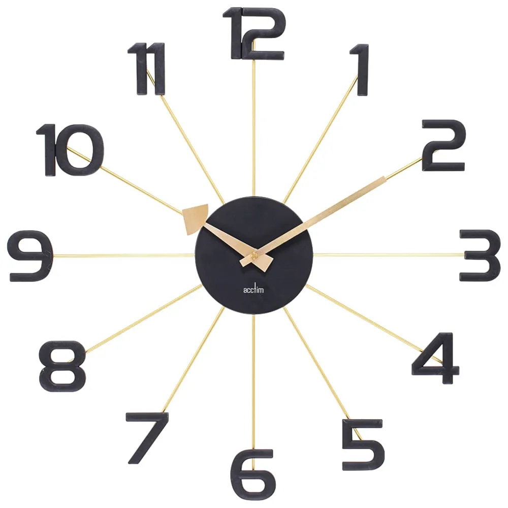 Astraea Spoke Wall Clock - Gold, Black image