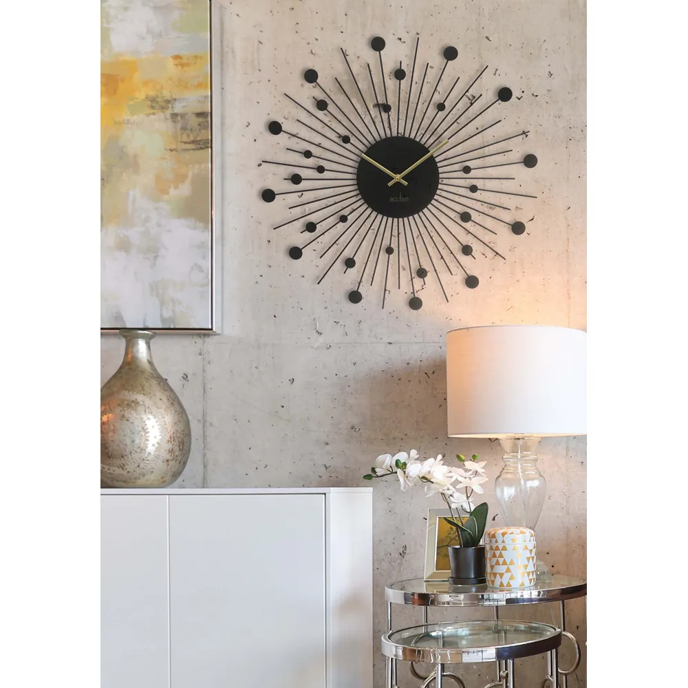 Brielle Starburst Wall Clock - Black