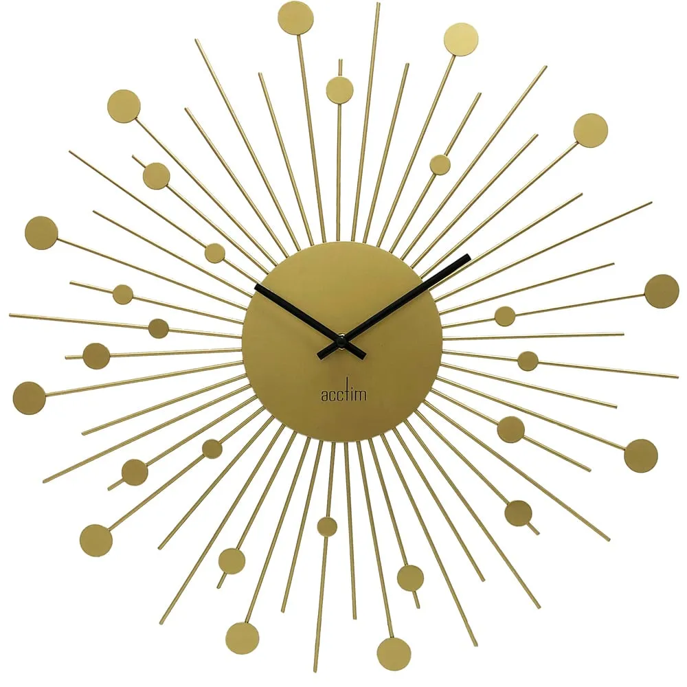 Brielle Starburst Wall Clock - Brass