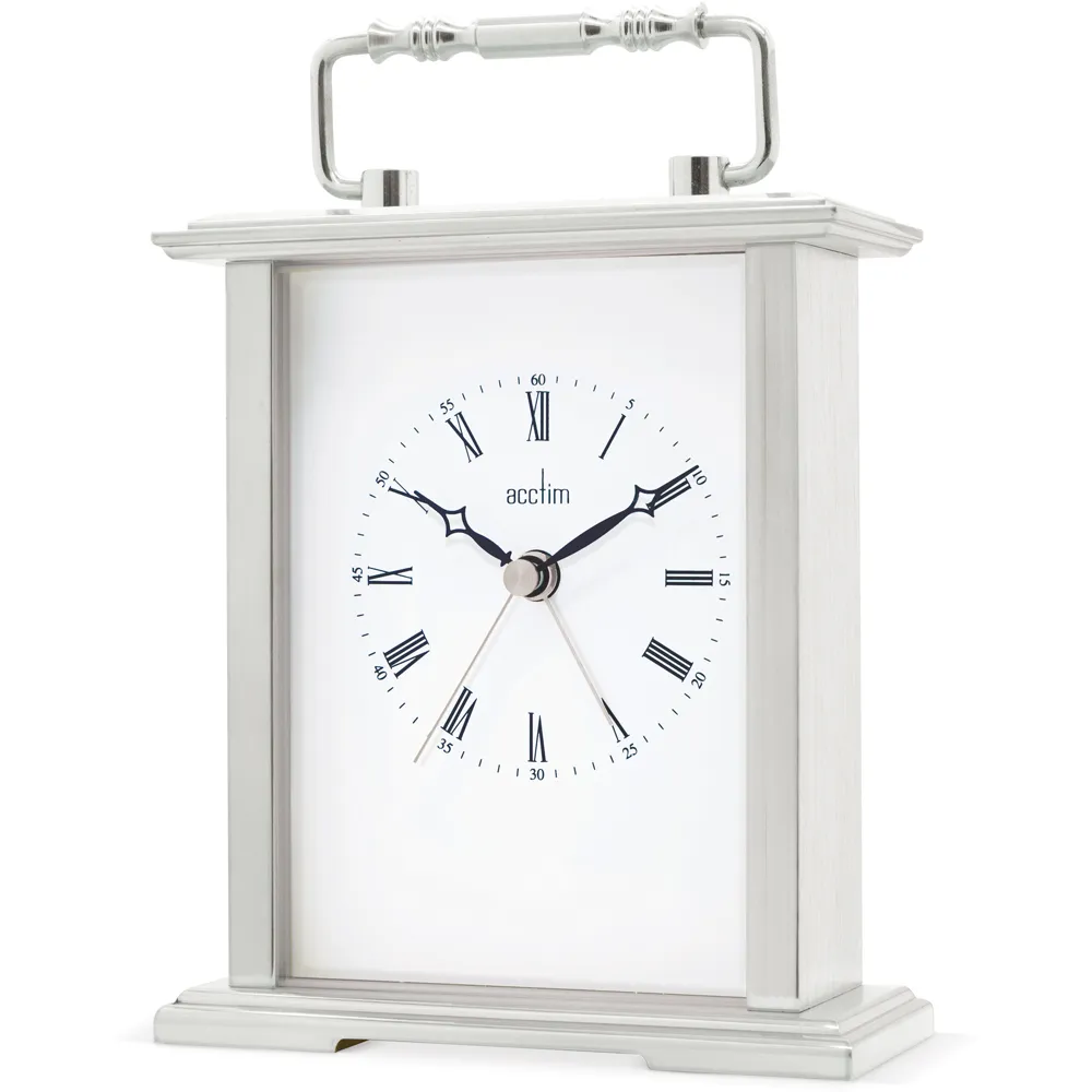 Gainsborough Carriage Clock with Alarm - Silver