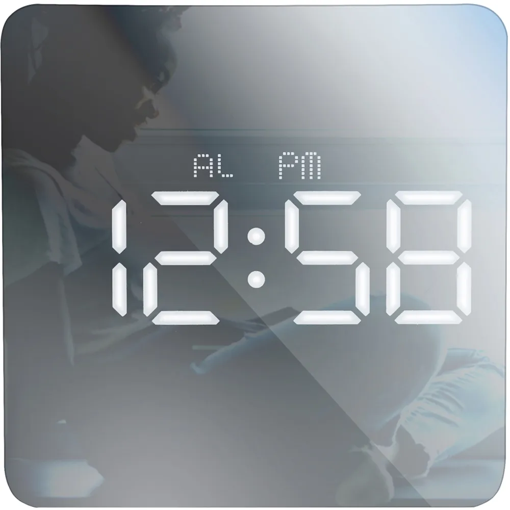 Lexington Cube Mirrored Alarm Clock with USB - Rose Gold