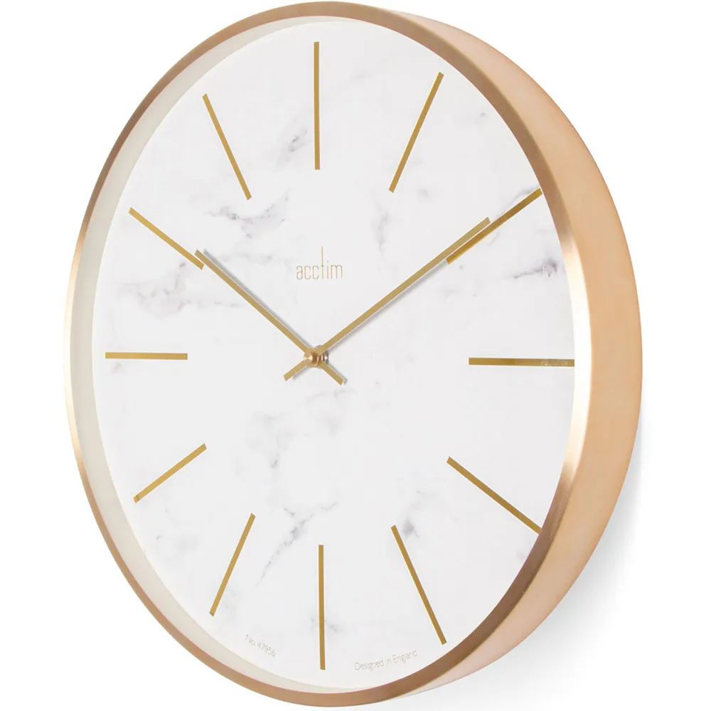 Luxe Round Wall Clock with Marble Effect - Multi