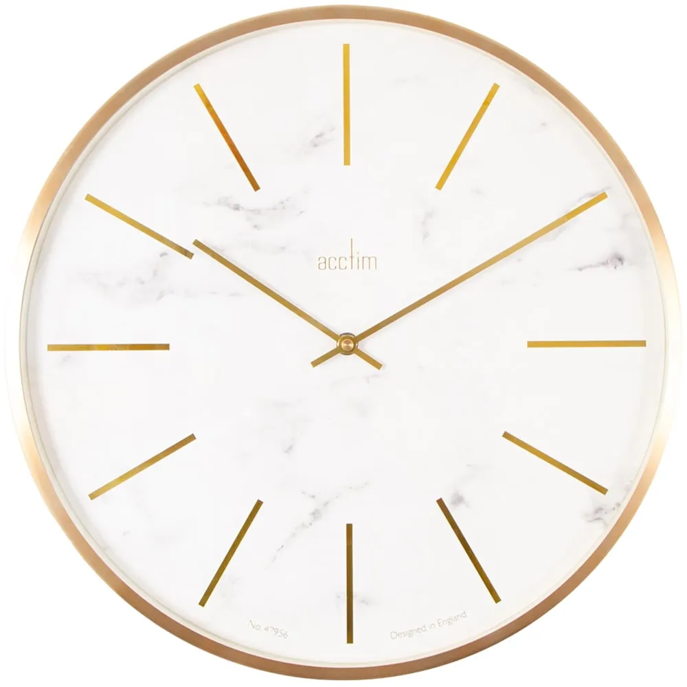 Luxe Round Wall Clock with Marble Effect - Multi