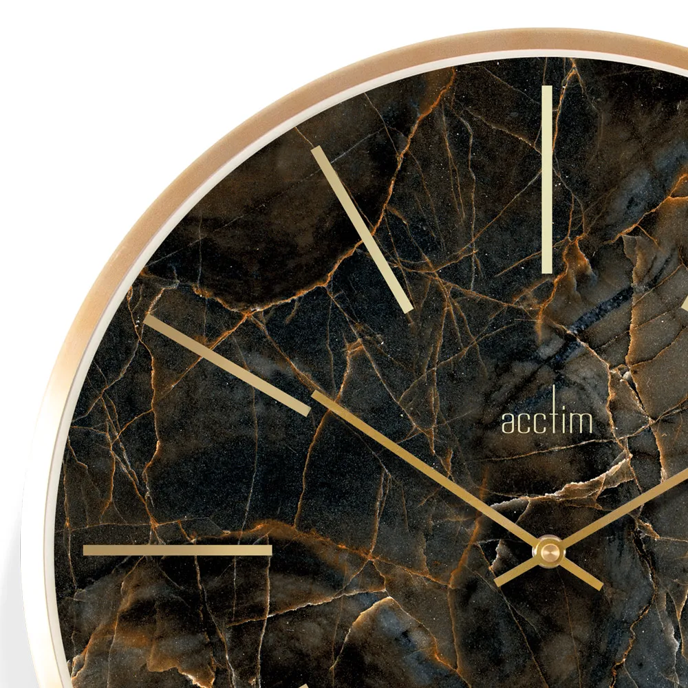 Luxe Round Wall Clock with Marble Effect - Multi