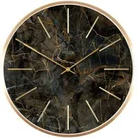 Luxe Round Wall Clock with Marble Effect - Multi