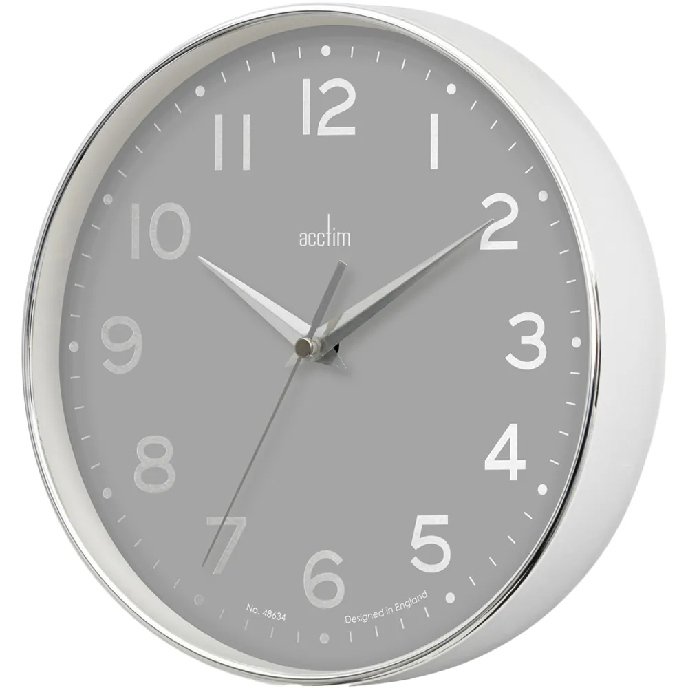 Rand Round Wall Clock - Grey, Chrome