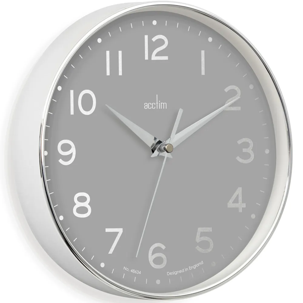 Rand Round Wall Clock - Grey, Chrome