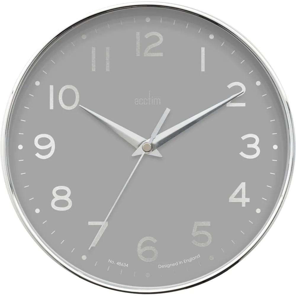 Rand Round Wall Clock - Grey, Chrome image