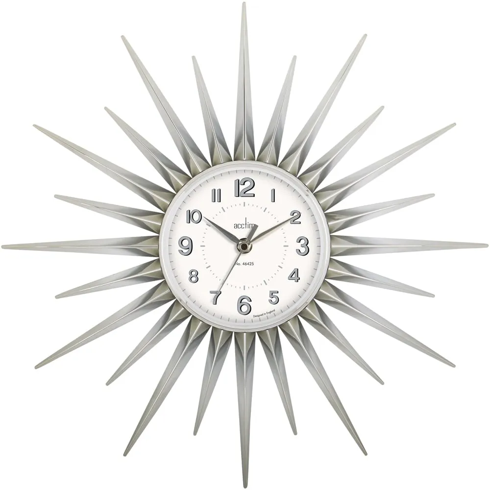 Stella Starburst Wall Clock - Silver