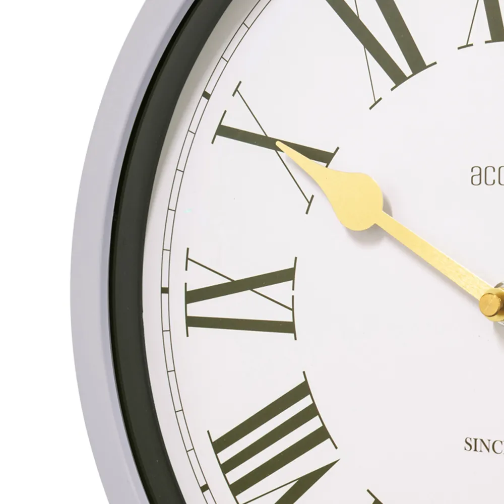 Turin Round Outdoor Wall Clock - Grey, Plastic