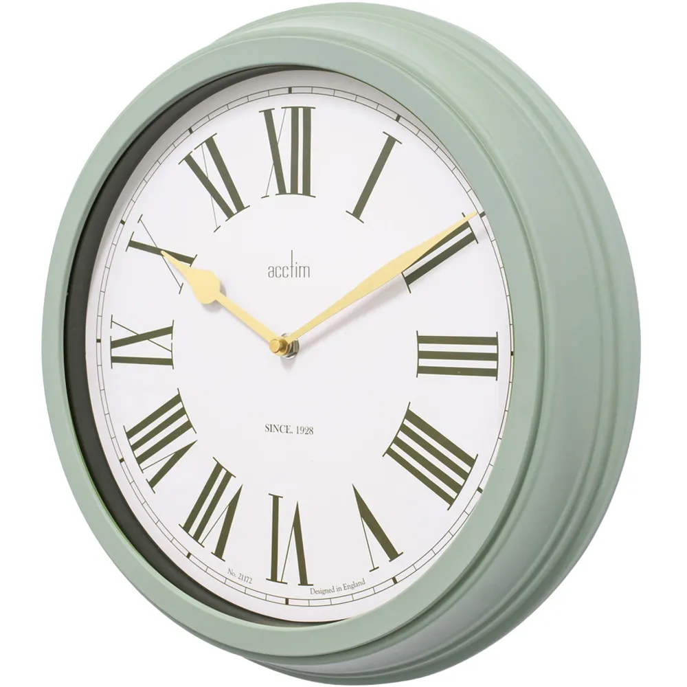 Turin Round Outdoor Wall Clock - Myrtle Green, Plastic