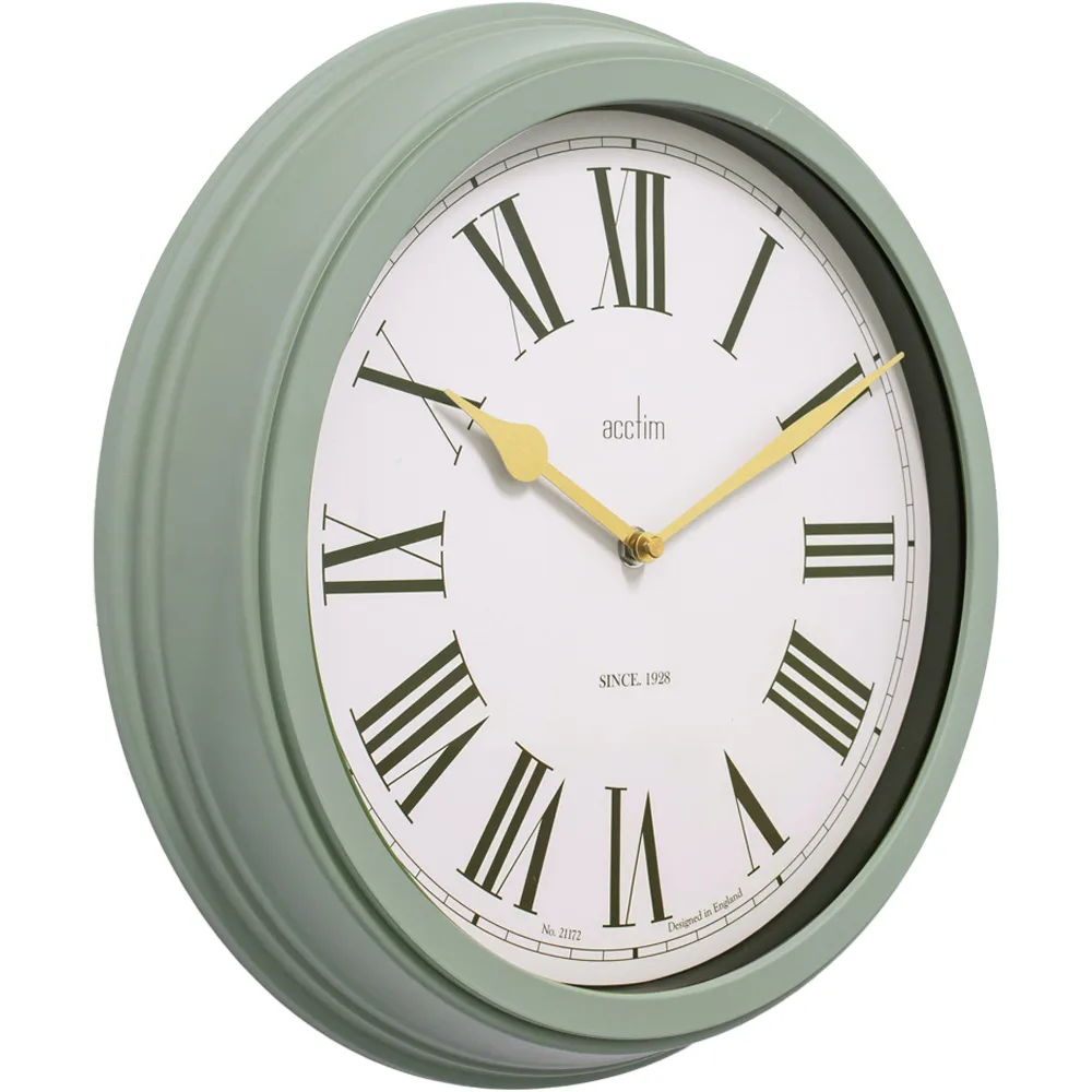 Turin Round Outdoor Wall Clock - Myrtle Green, Plastic