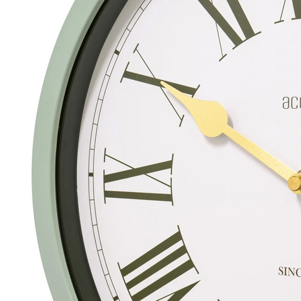 Turin Round Outdoor Wall Clock - Myrtle Green, Plastic