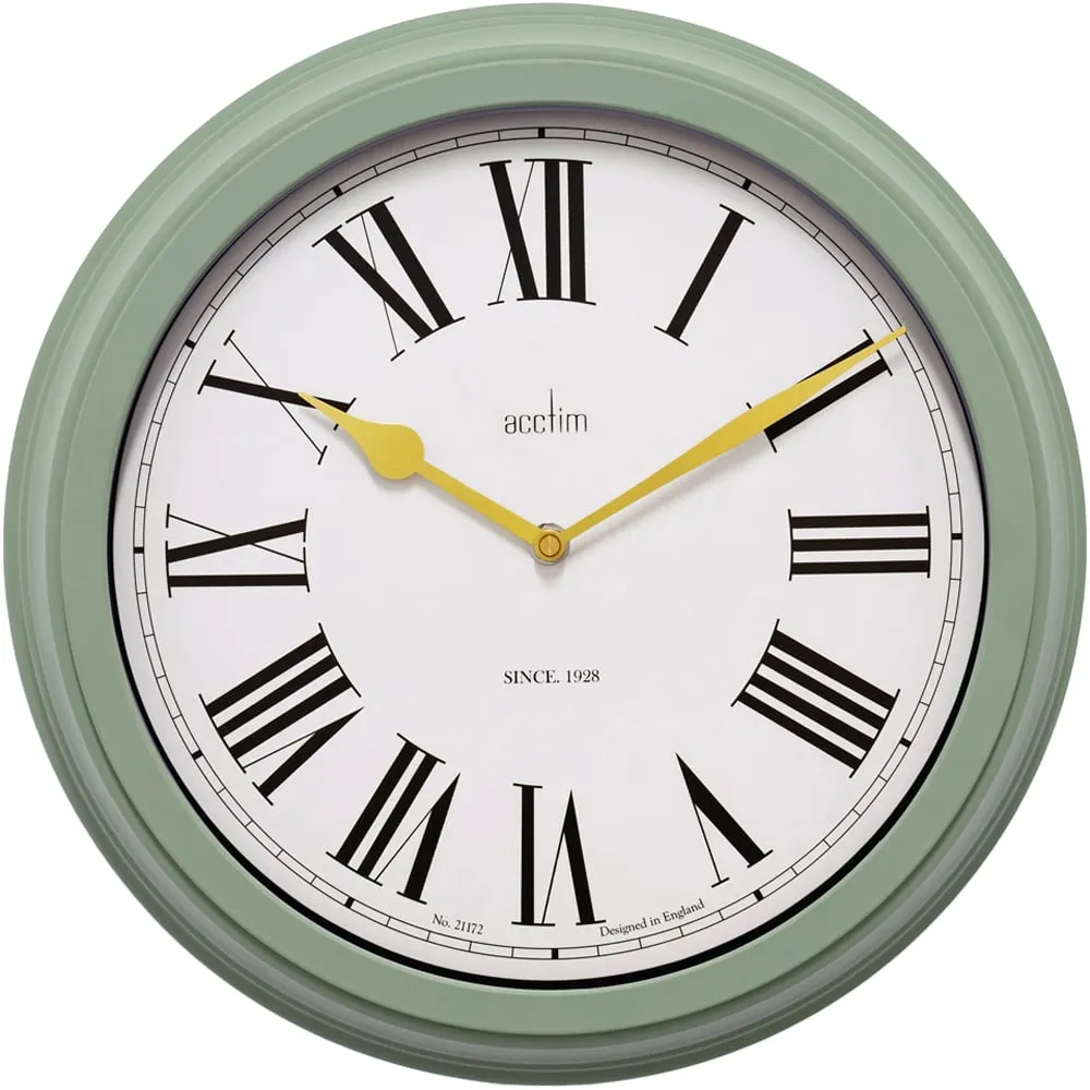 Turin Round Outdoor Wall Clock - Myrtle Green, Plastic