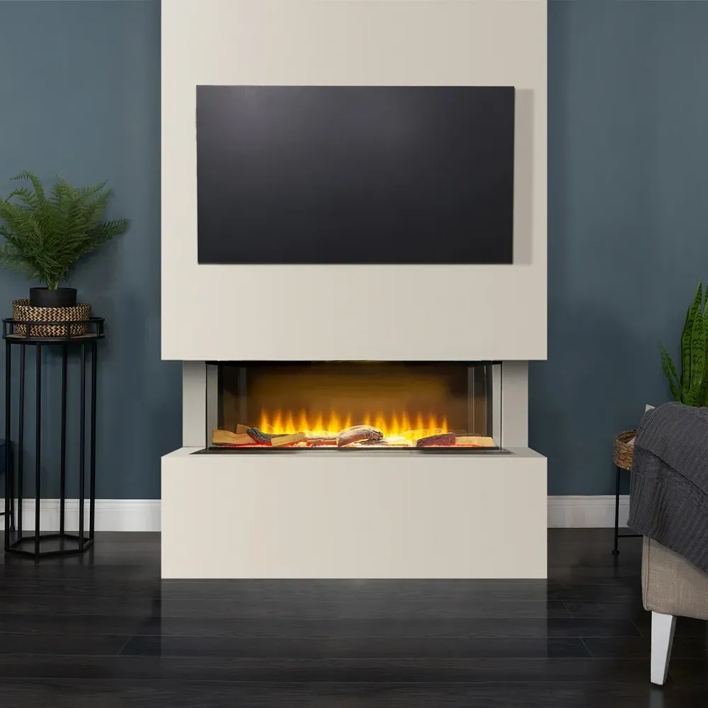 Sahara Pre-Built Panoramic Media Wall - Black