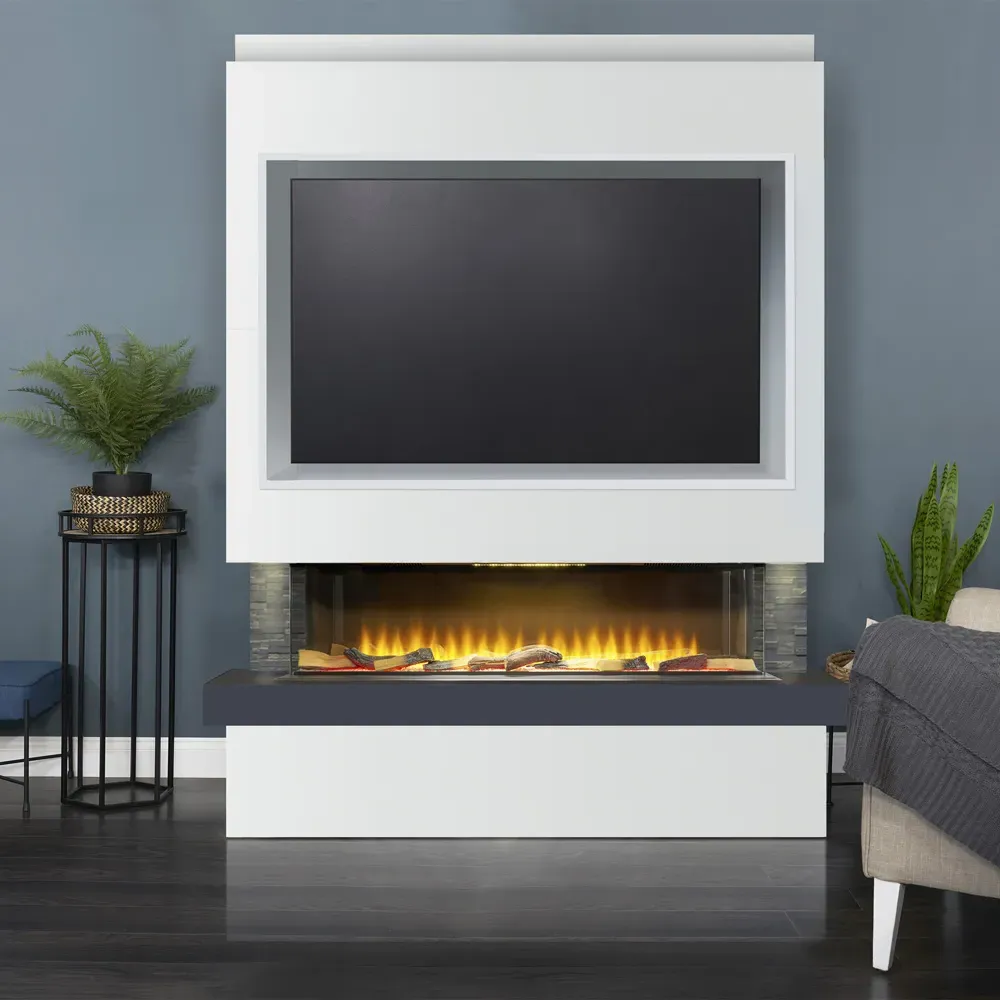 Sahara Pre-Built Panoramic Media Wall with TV Recess - Brown