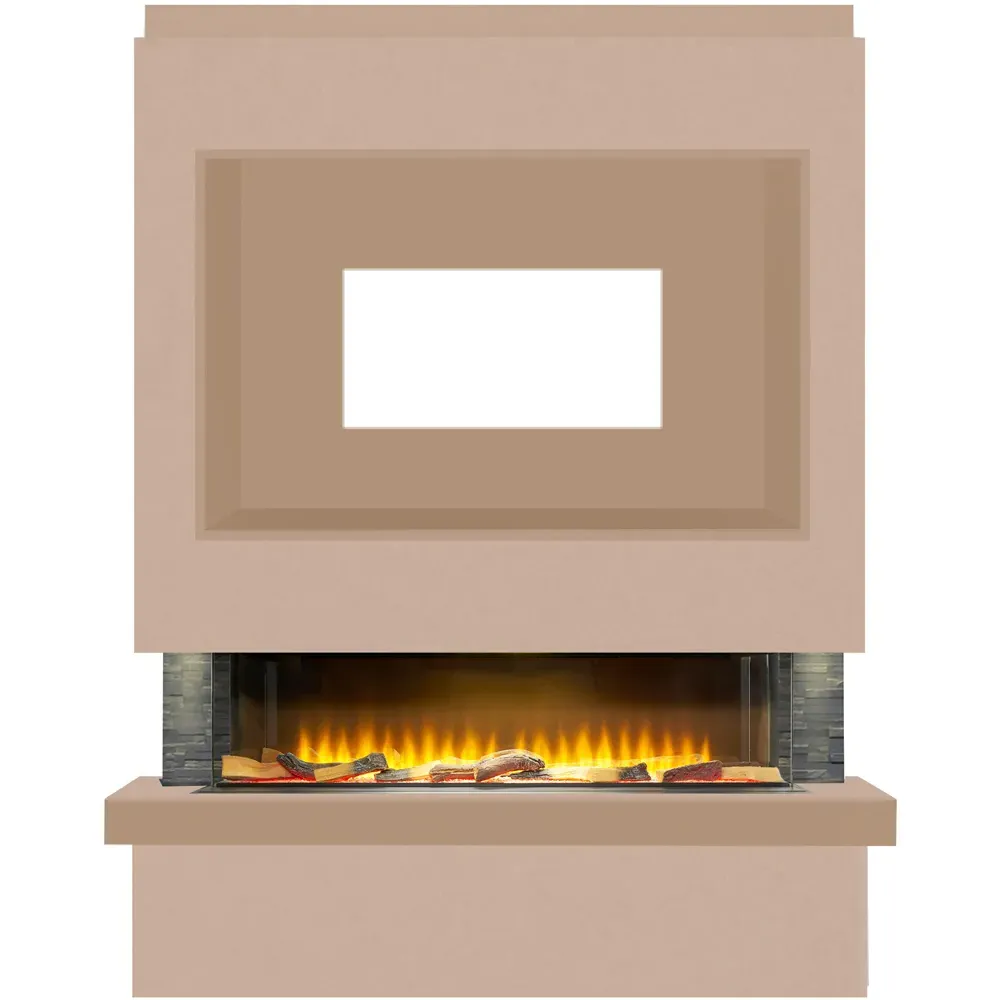 Sahara Pre-Built Panoramic Media Wall with TV Recess - Brown