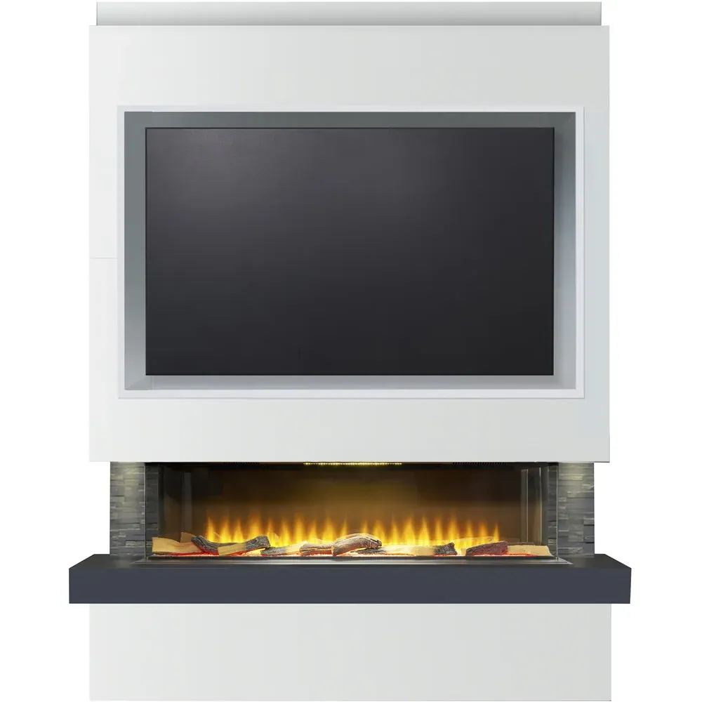 Sahara Pre-Built Panoramic Media Wall with TV Recess - Brown