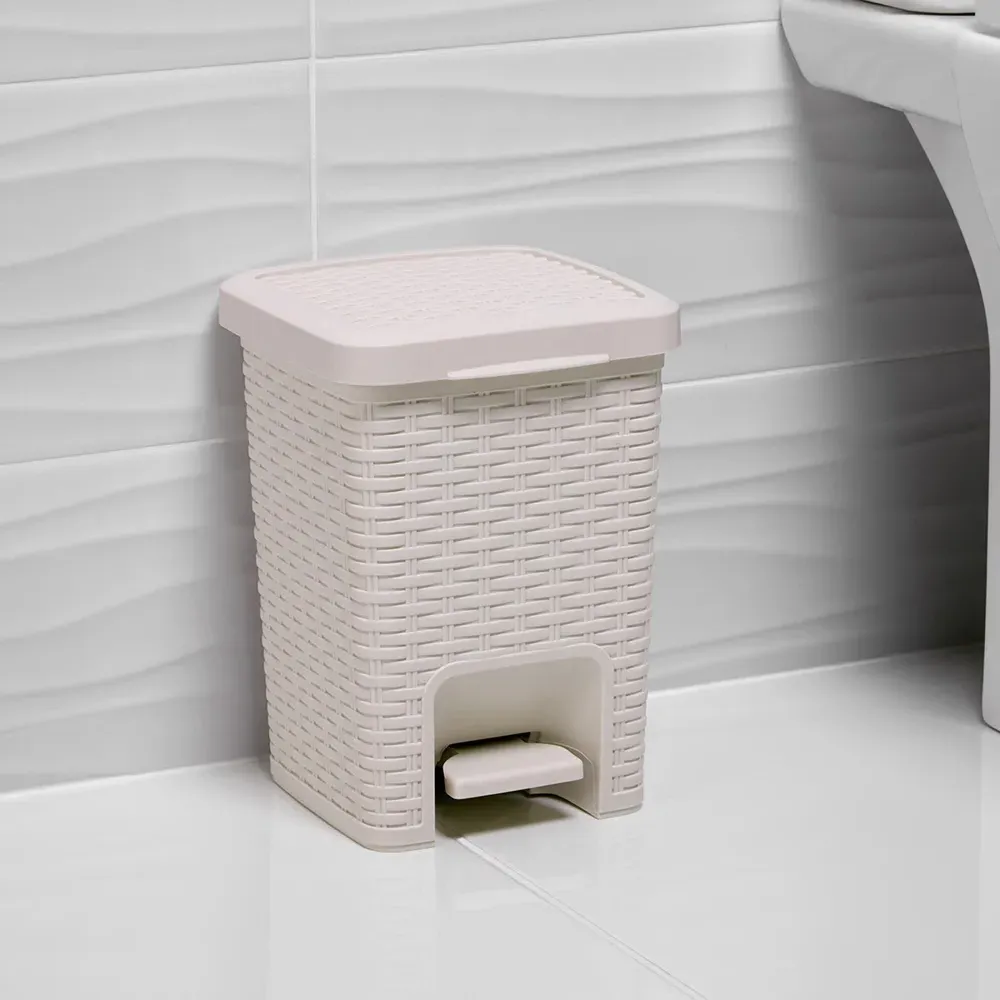 6L Bath Pedal Bin - Cream, Rattan